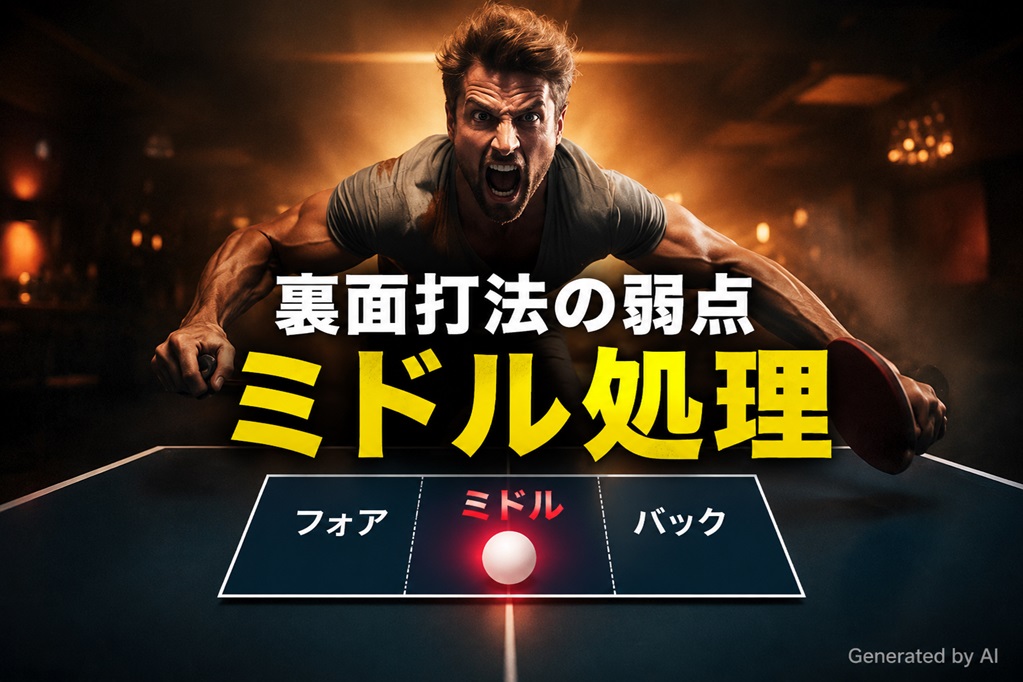 アイキャッチ画像　裏面打法の弱点　ミドルを克服する練習方法