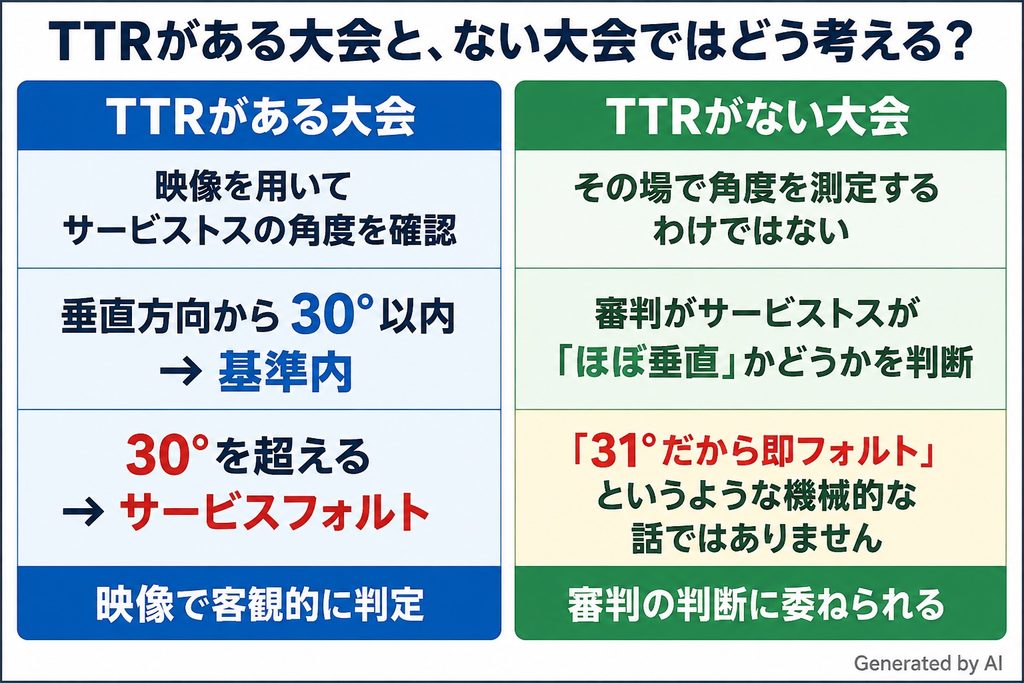 卓球の判定　TTR（Table Tennis Review）がある場合とない場合の考え方