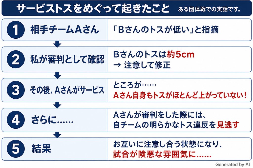 卓球　ある団体戦でサービストスをめぐる実話