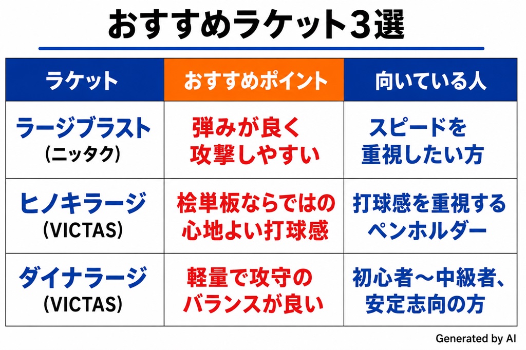 卓球ラケット　ラージボール用おすすめラケット3選