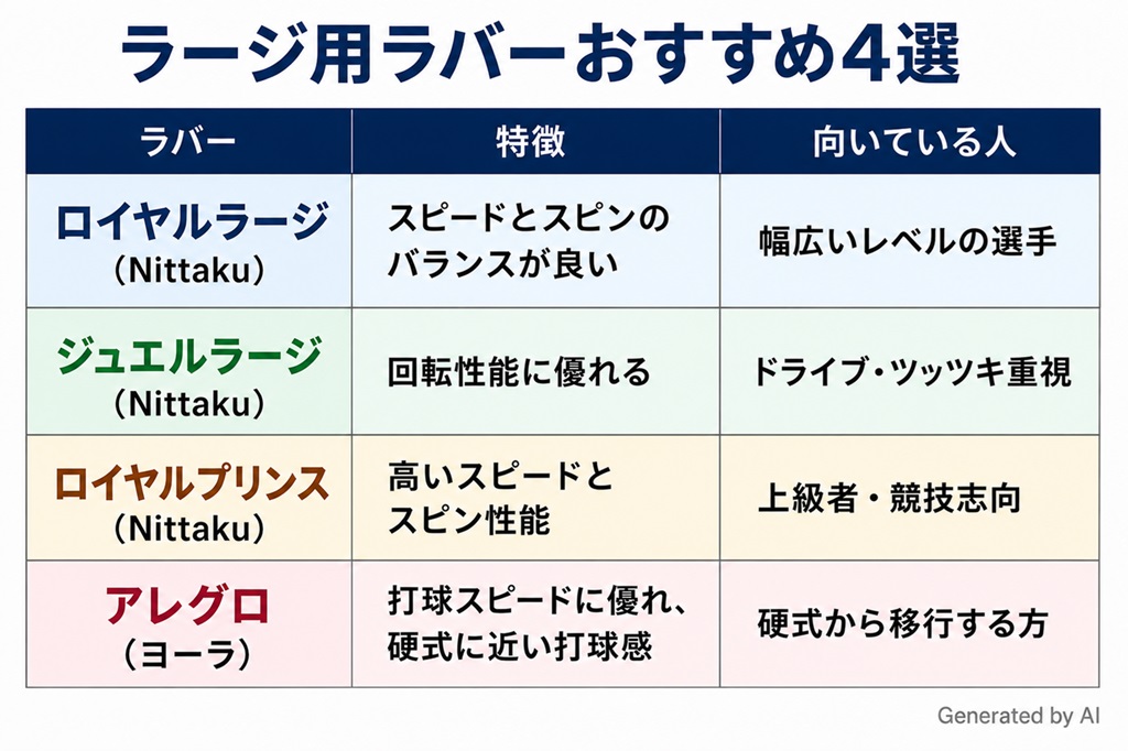 卓球ラバー　ラージボール用ラバーのおすすめ4選