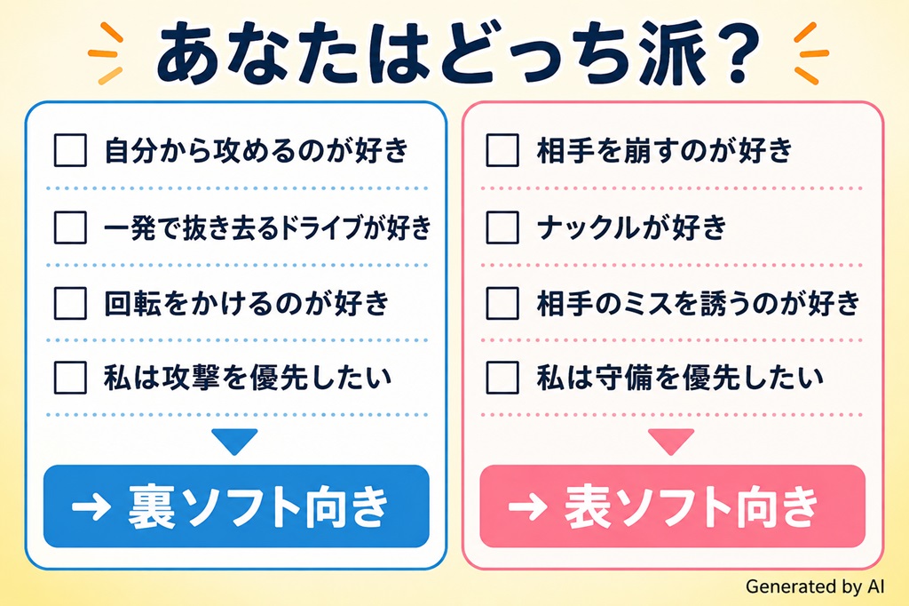 卓球　裏面打法で裏ソフトラバー、表ソフトラバーどっちをつかう？