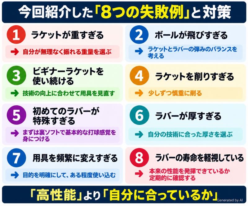 卓球　ラケット・ラバー選びにおける8つの失敗例