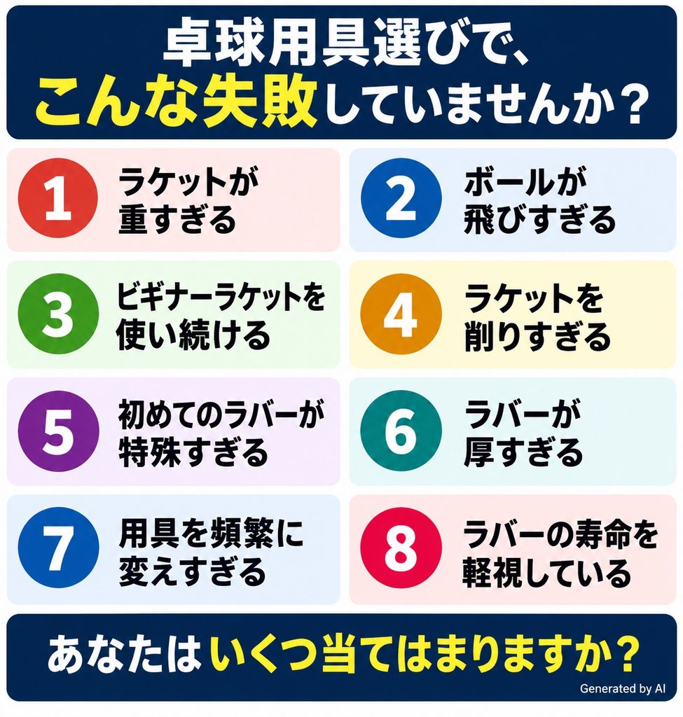 卓球用具　用具選びの失敗例