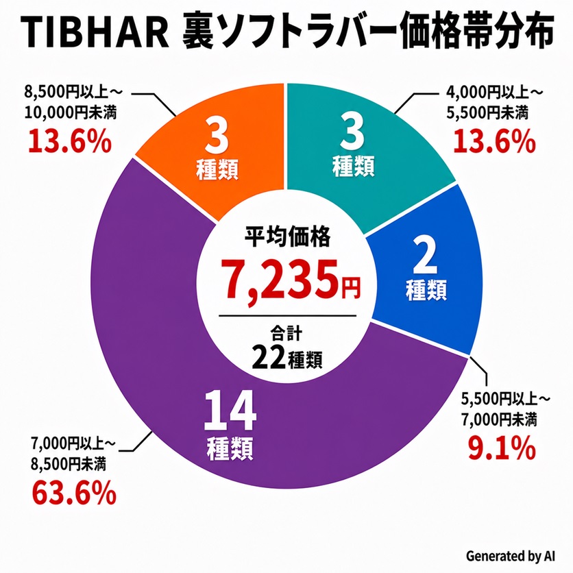 TIBHAR（ティバー）の裏ソフトラバー価格帯分布と平均価格（2026年版）