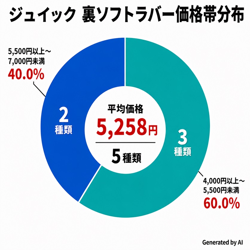 卓球ラバー　2026年 JUIC裏ソフトラバー価格帯分布