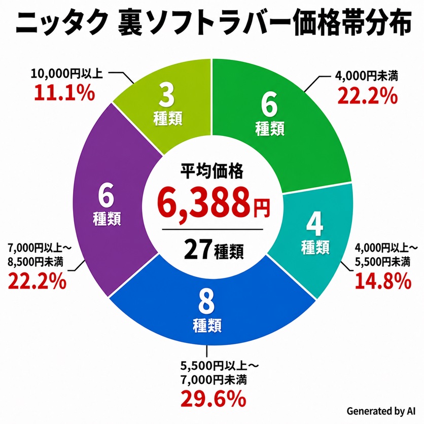 卓球ラバー　2026年 ニッタク裏ソフトラバー価格帯分布