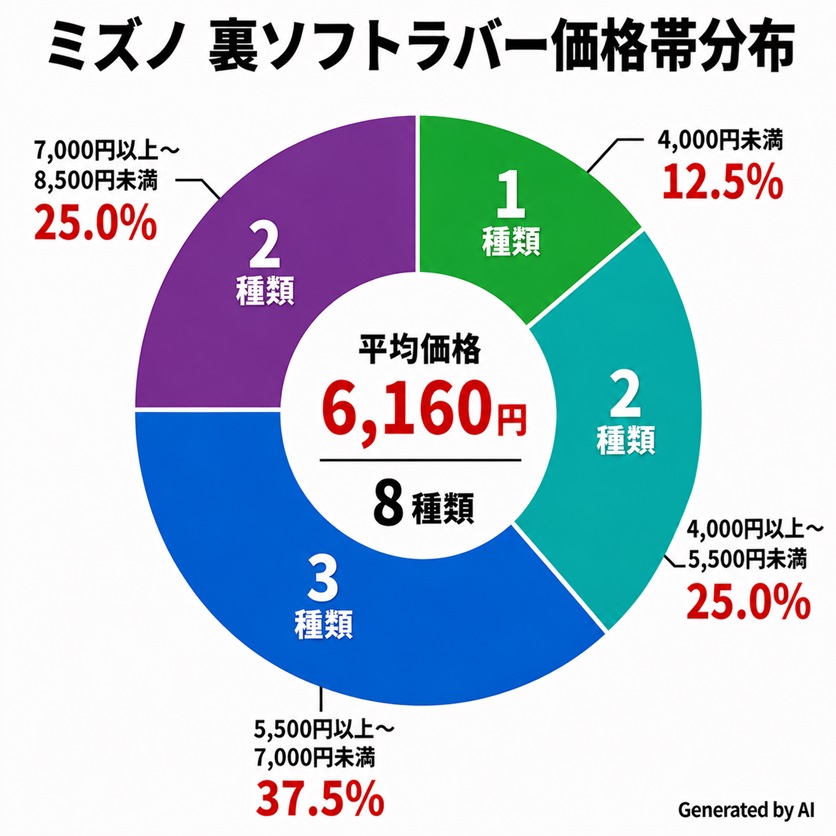 卓球ラバー　2026年 ミズノ 裏ソフトラバー価格帯分布