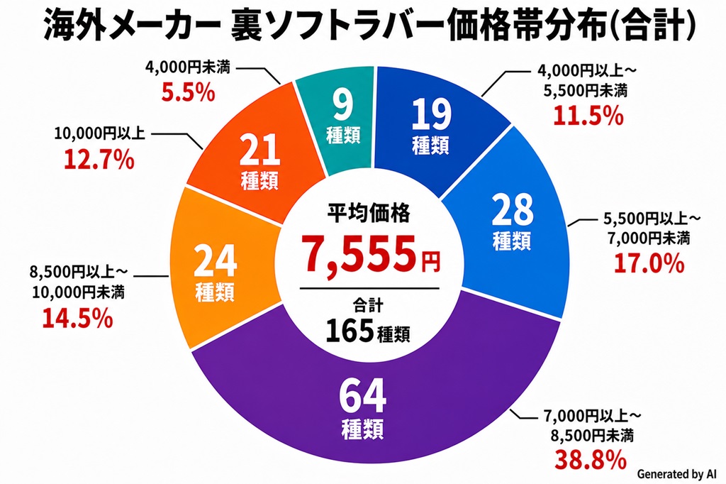 海外メーカー裏ソフトラバーの価格帯分布（2026年調査）