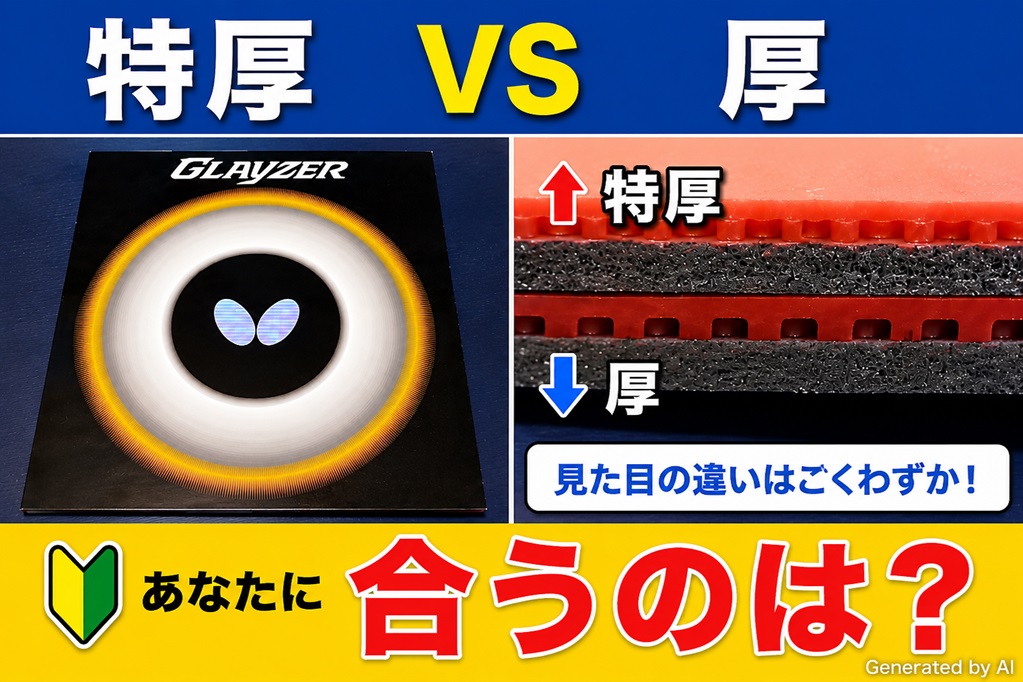 卓球：初級者向き】ラバーの厚さ「特厚」「厚」どちらを選ぶ？