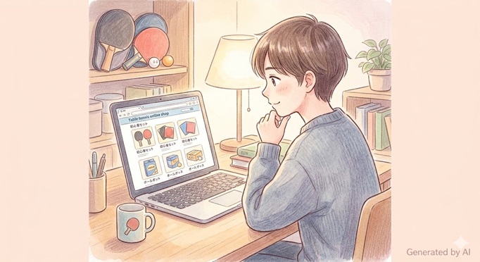 Illustration: Shopping for table tennis gear online