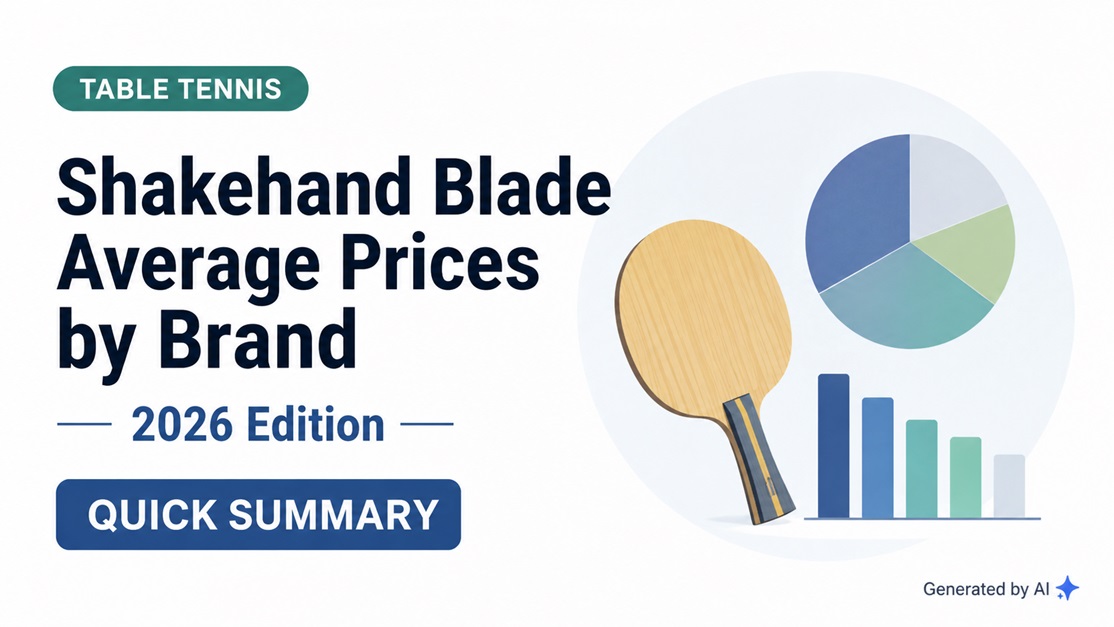 2026 average shakehand blade prices by brand with table tennis racket illustration and market charts
