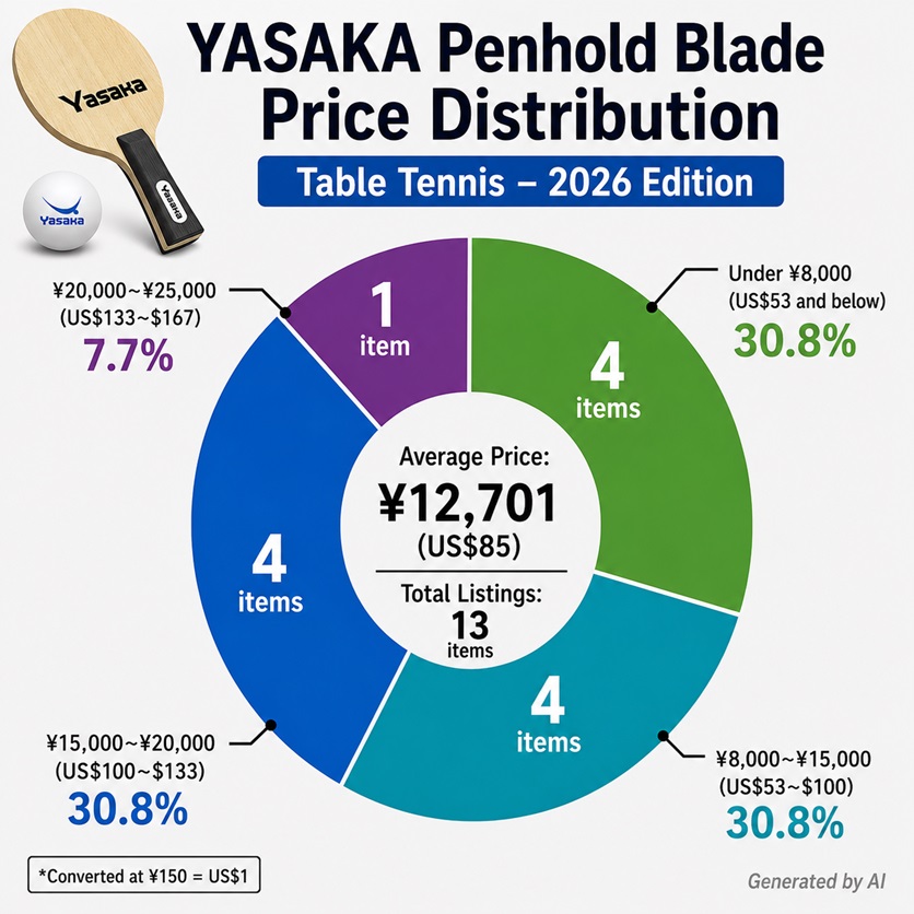 YASAKA penhold blade price distribution chart for 2026 table tennis market analysis
