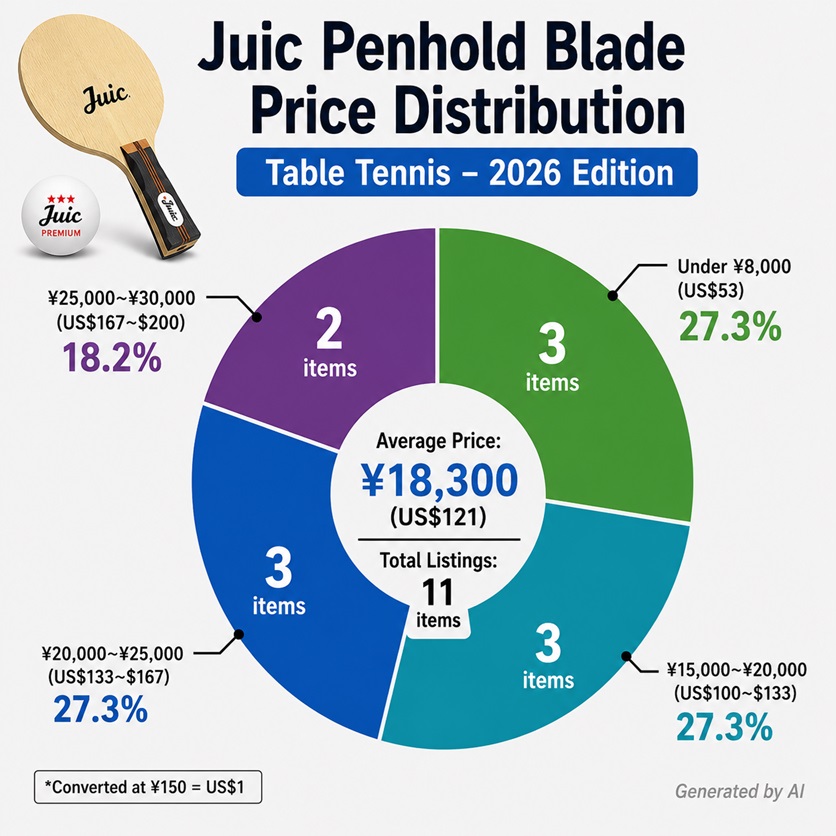 Juic penhold blade price distribution chart for 2026 table tennis market analysis
