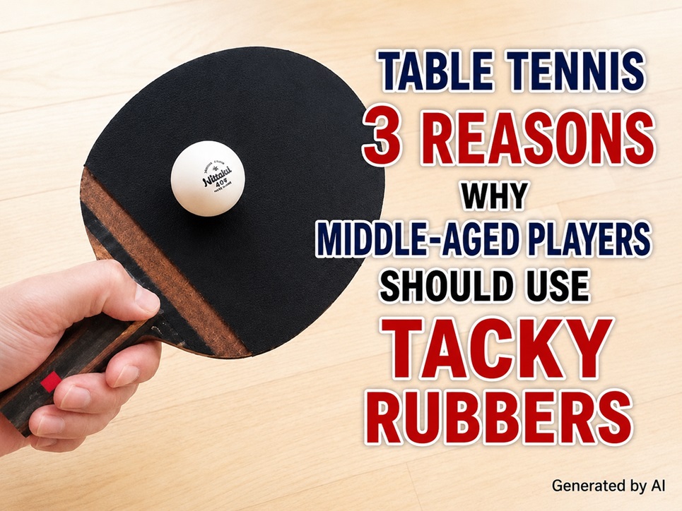 Older table tennis player using tacky rubbers for better control and spin