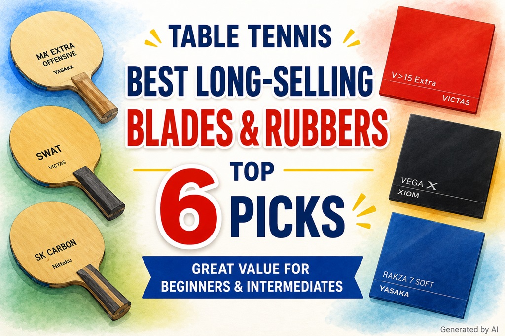 alt="Top 6 value-for-money table tennis blades and rubbers"