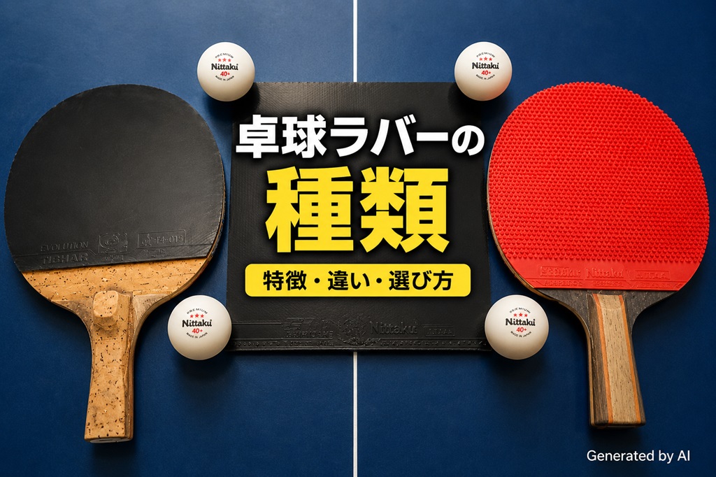 卓球ラバーの種類を比較したアイキャッチ画像
