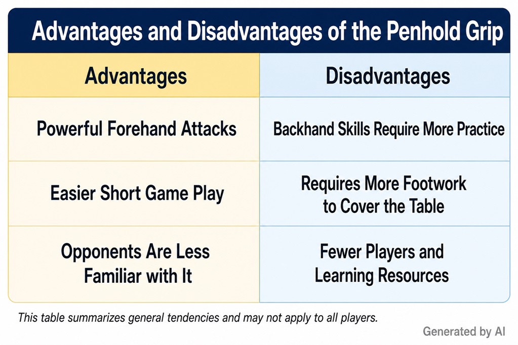 Advantages and disadvantages of the Penhold Grip in table tennis