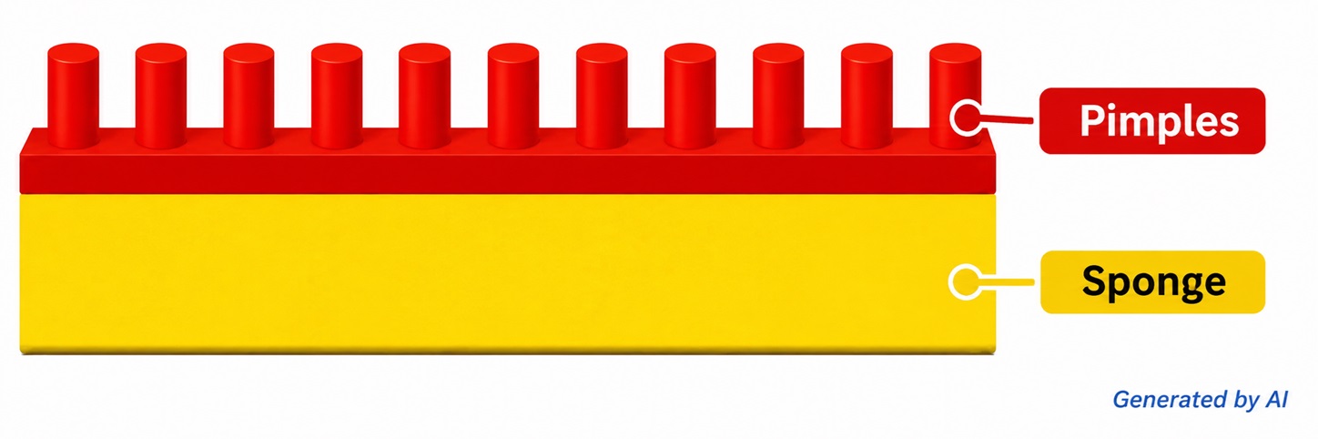 Long pips rubber structure