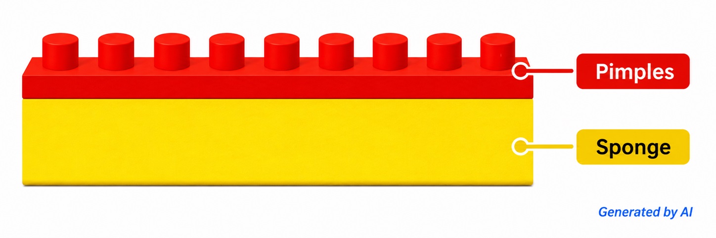 Short pips rubber structure