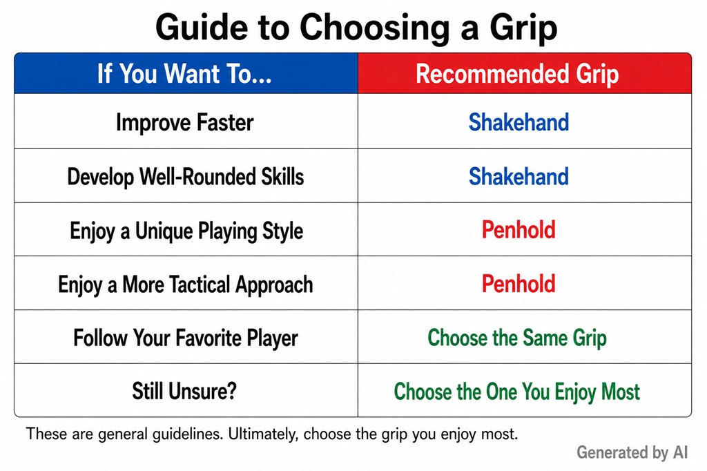 How to choose between Shakehand and Penhold grips in table tennis