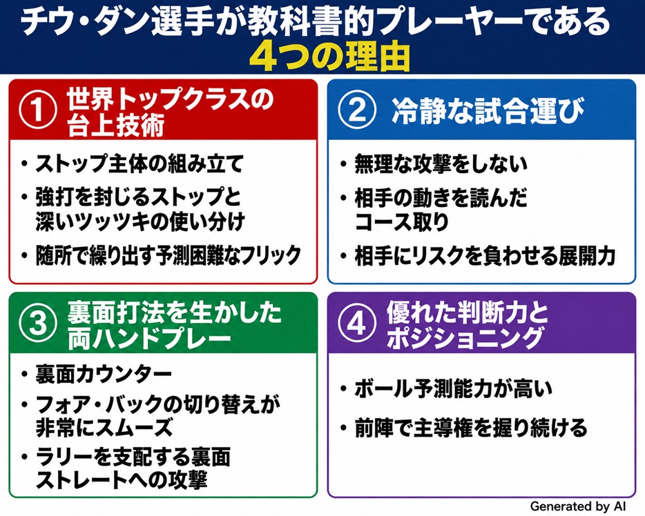 卓球　チウ・ダン選手が教科書的プレーヤーである４つの理由