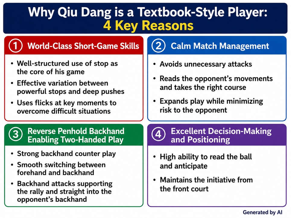 Four key reasons why Qiu Dang is a textbook-style table tennis player