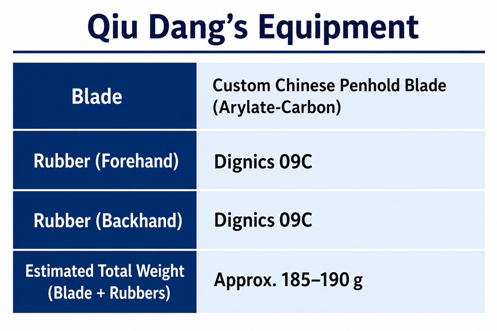 Qiu Dang's table tennis equipment