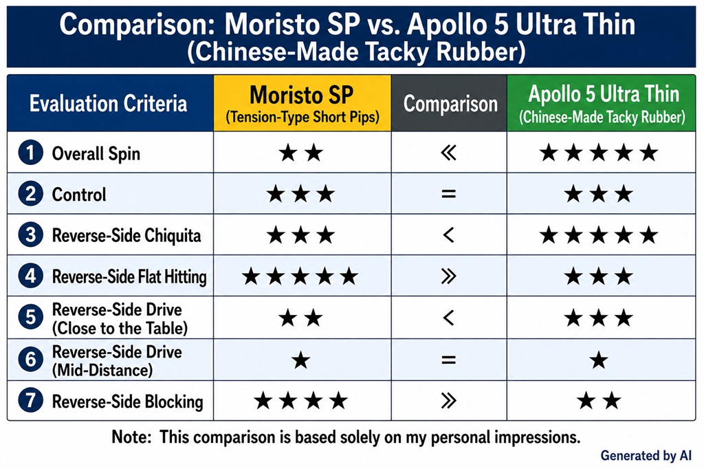 Differences between Nittaku Moristo SP and Galaxy Apollo 5 Super Ultra Thin for RPB