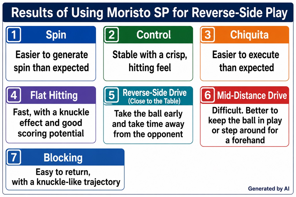 Results of using Nittaku Moristo SP for reverse penhold backhand play