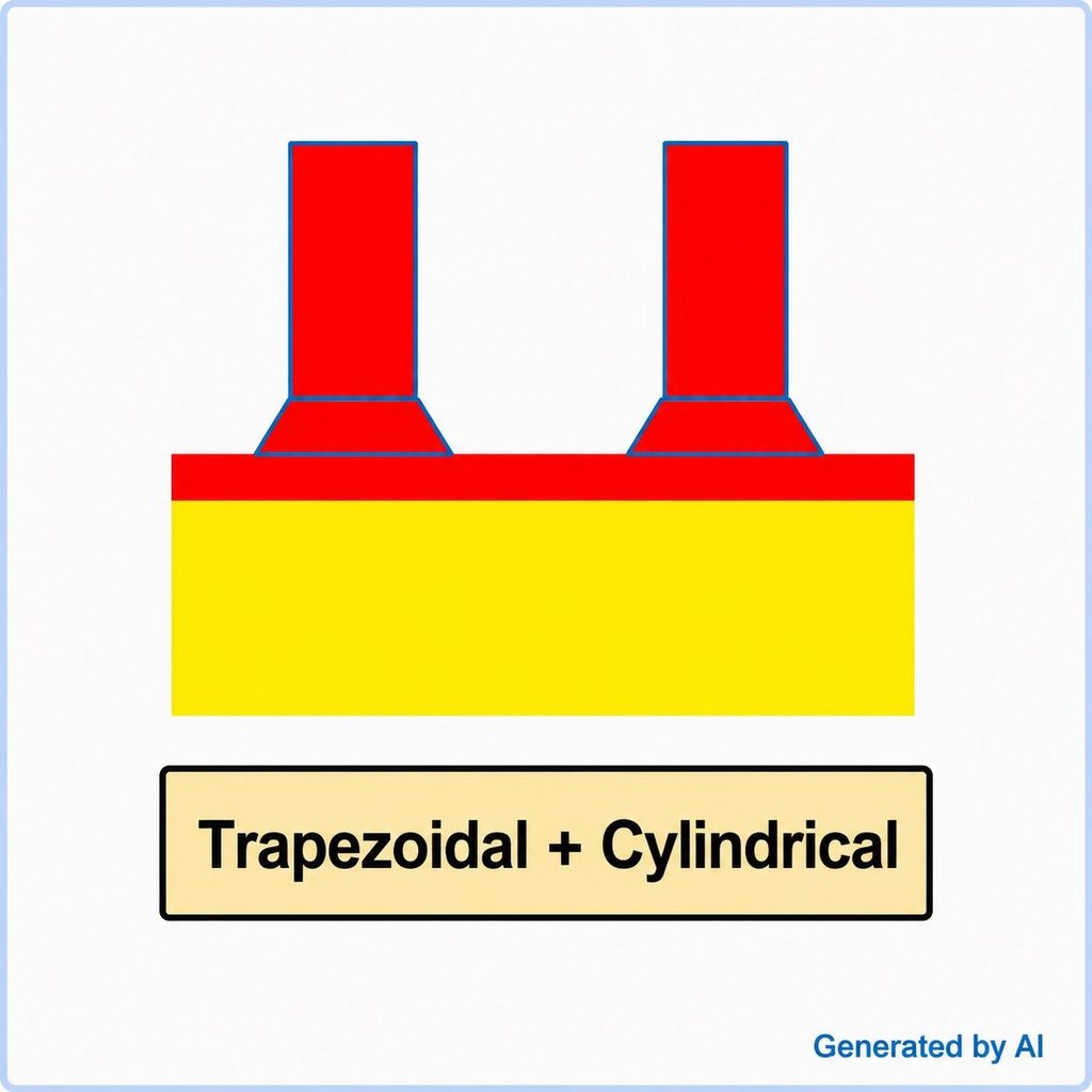 Cylindrical and trapezoidal long pips rubber shape