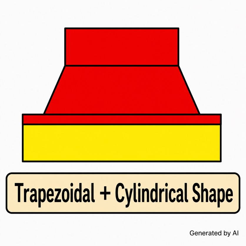 Trapezoidal and cylindrical short pips rubber structure