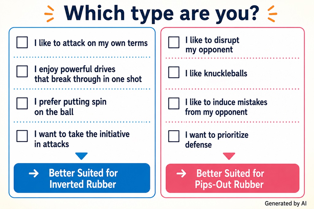 Choosing between inverted and short-pips rubber for the reverse penhold backhand