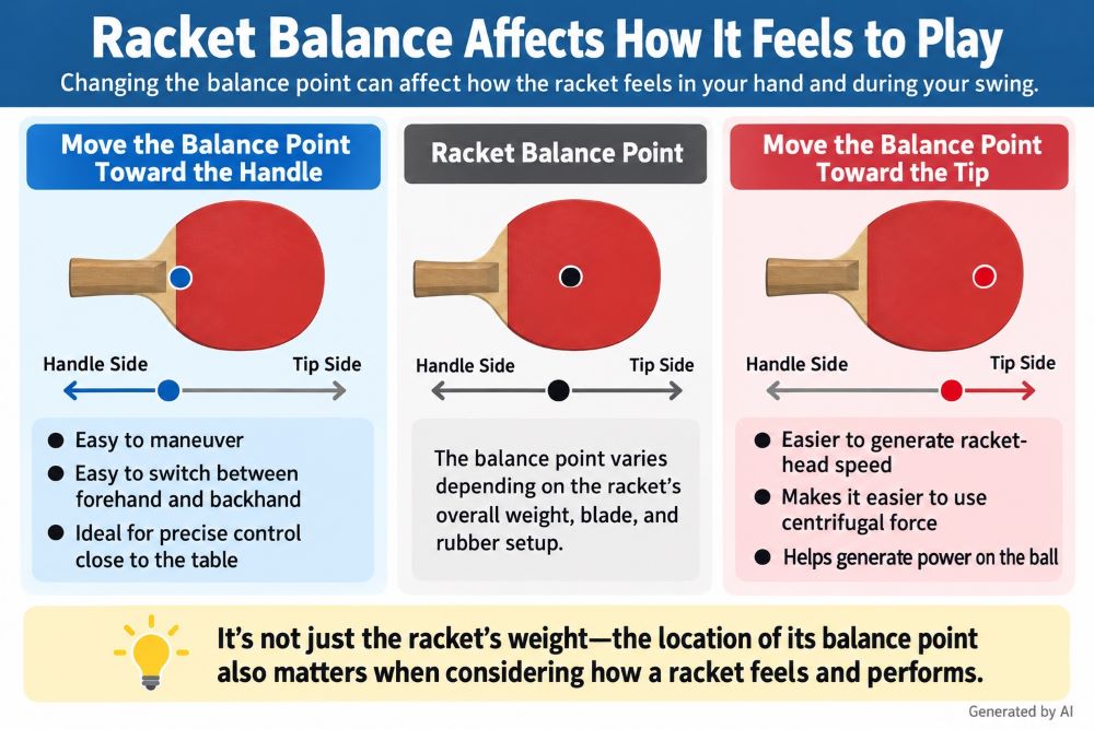 How a table tennis racket's balance point affects maneuverability and swing feel