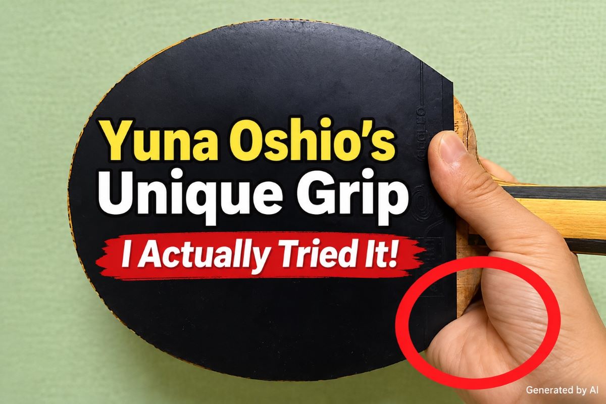 Yuna Oshio demonstrating her unique table tennis grip